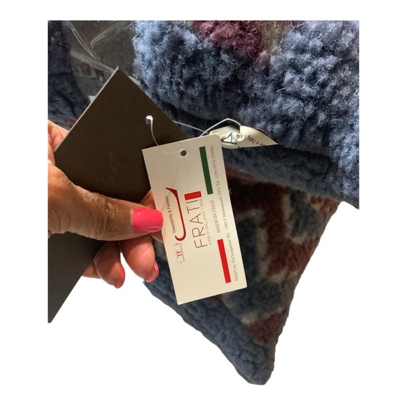 Anthropologie Frati Italian Home Collection Throw Pillow Boiled Wool Chevron NWT - Picture 7 of 10